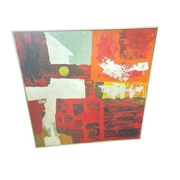 Vintage Original Lee Reynolds Signed Abstract Oil Painting on Canvas. 1960-1967 - Picture 5 of 7